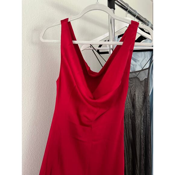 Norma Kamali Deep Drape Neck Gown in Tiger Red - Picture 6 of 11